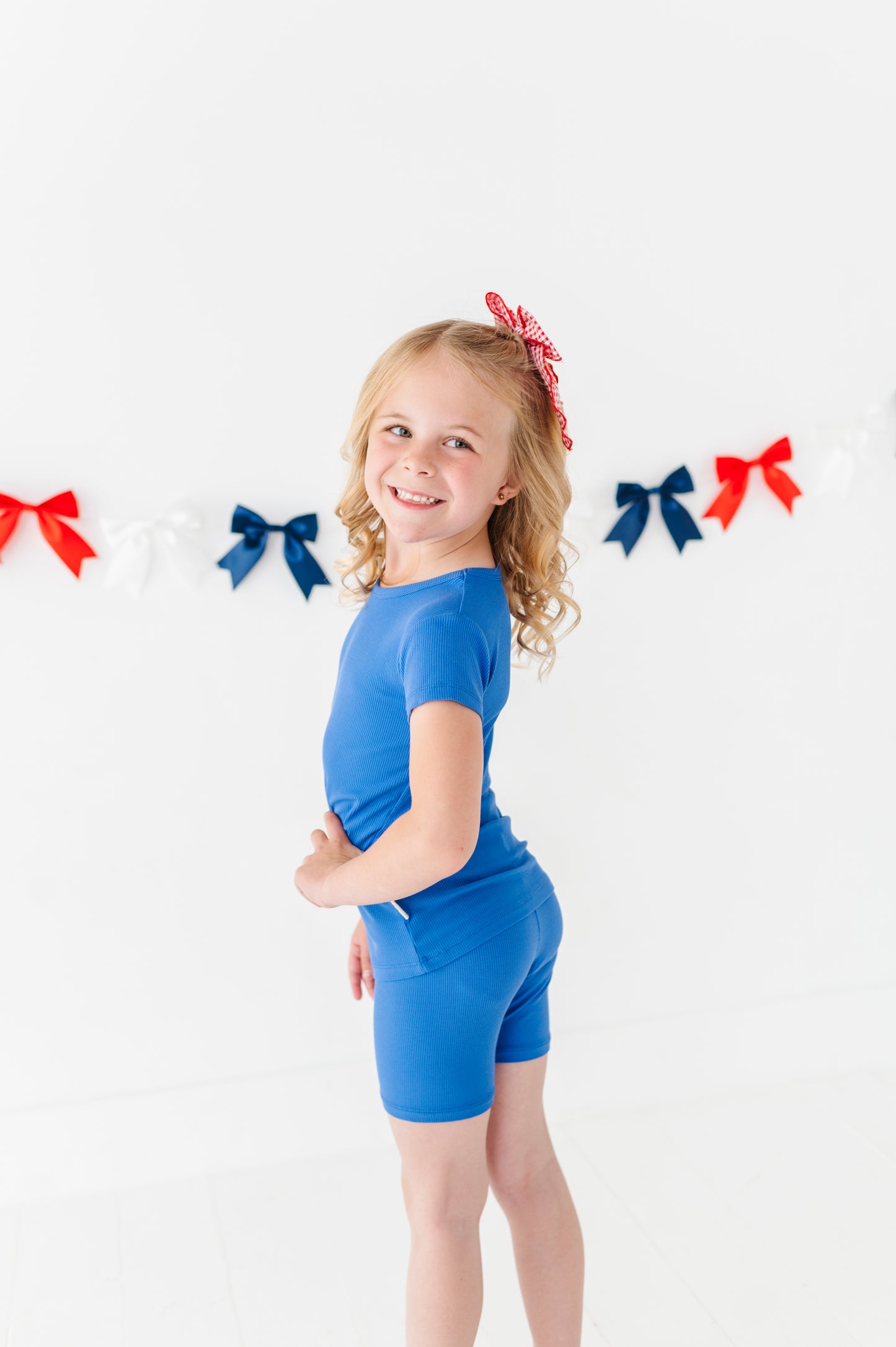 Liberty Blue Ribbed Short Set