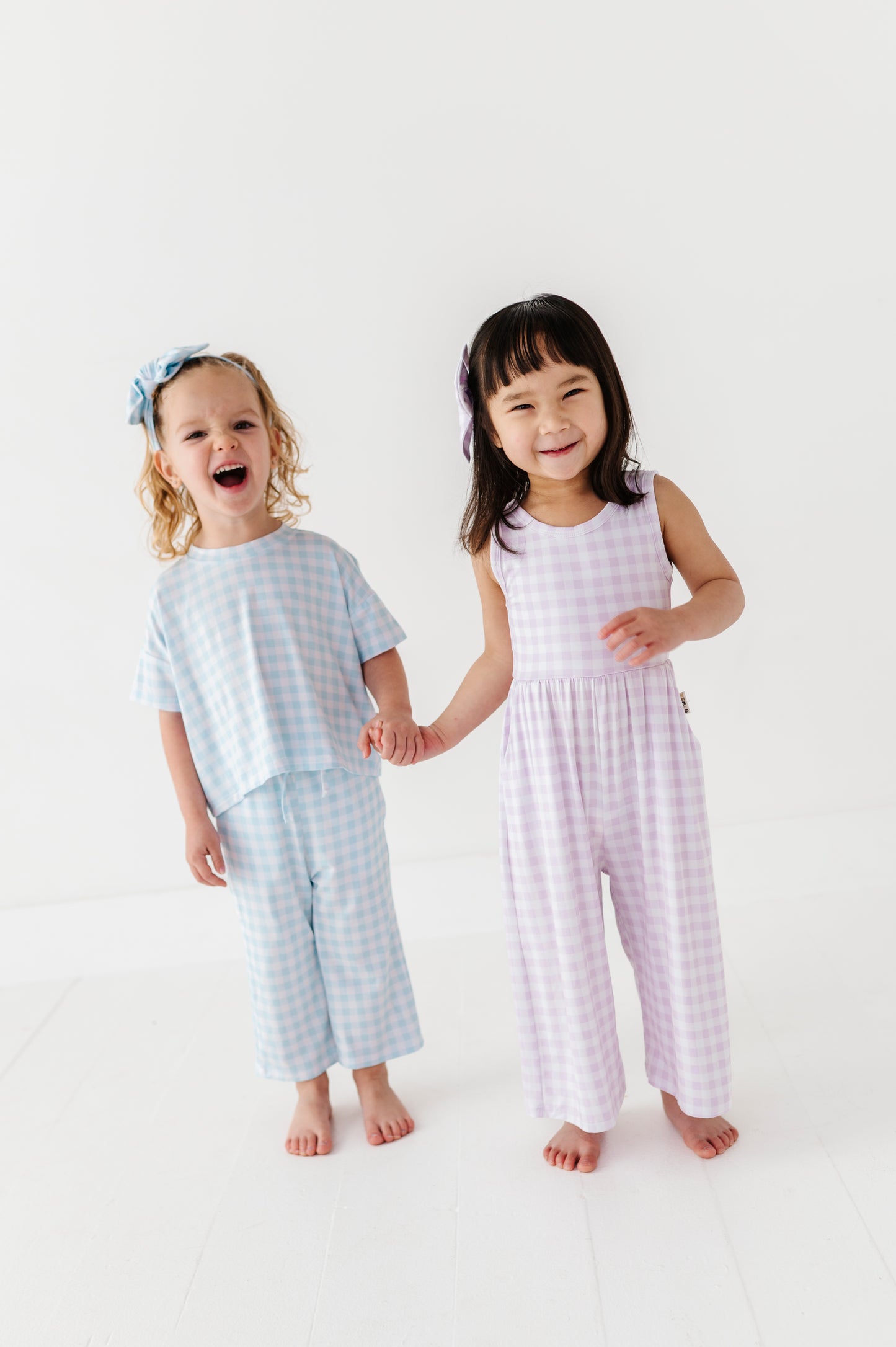 Sky Gingham Drawstring Pant Set