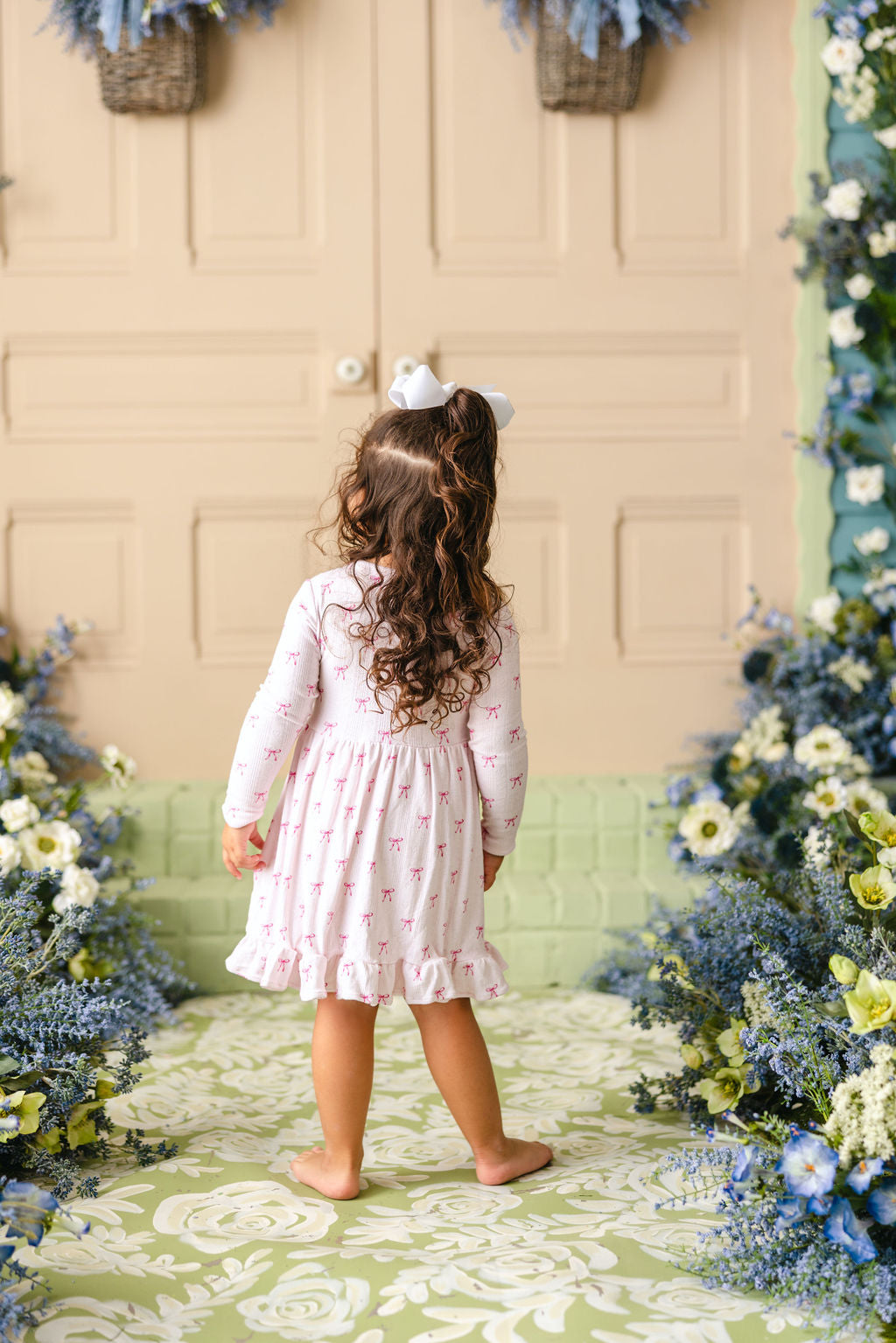 Rosie Ribbons Long Sleeve Ruffle Dress