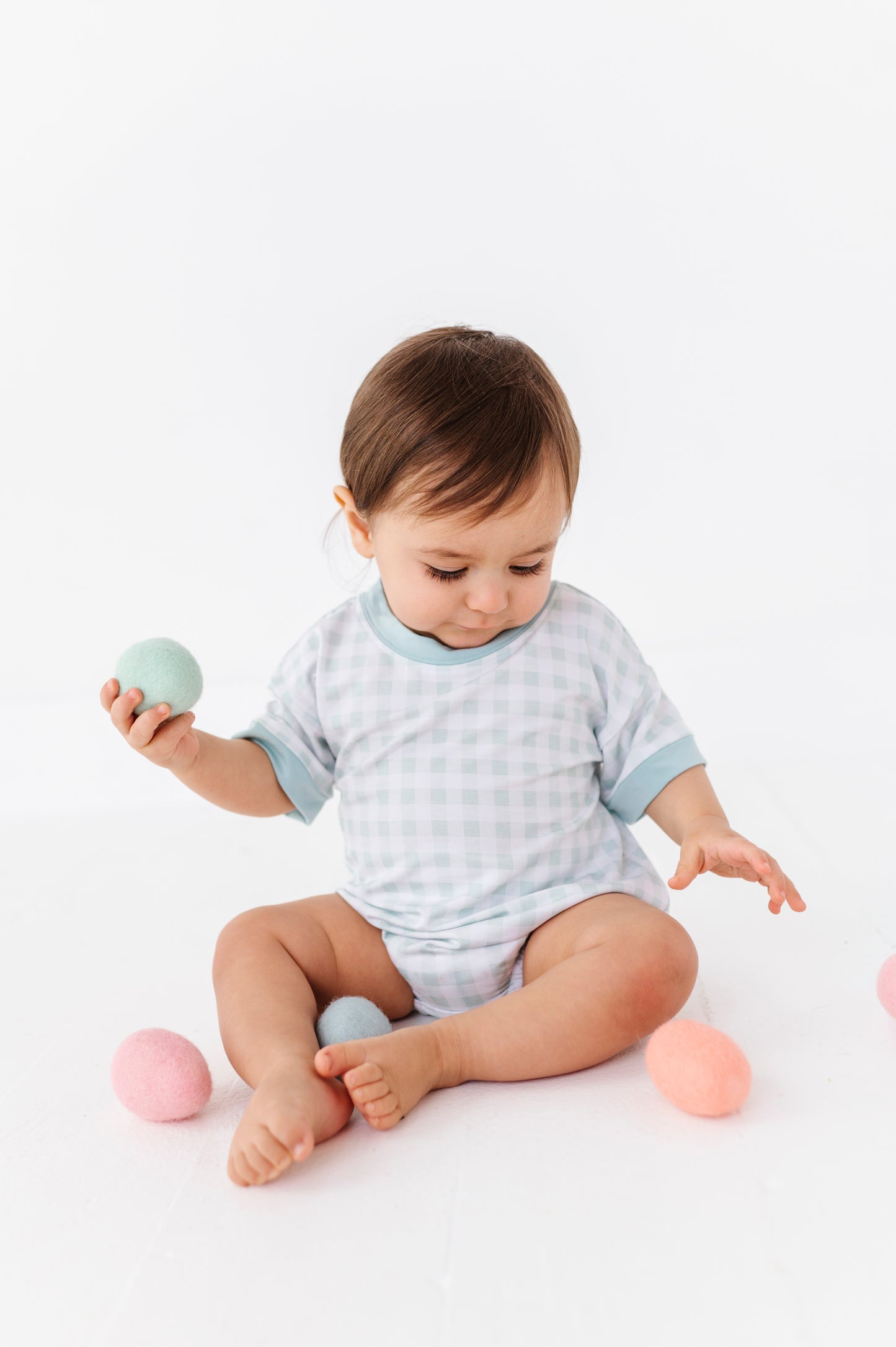 Sage Gingham Short Sleeve Bubble