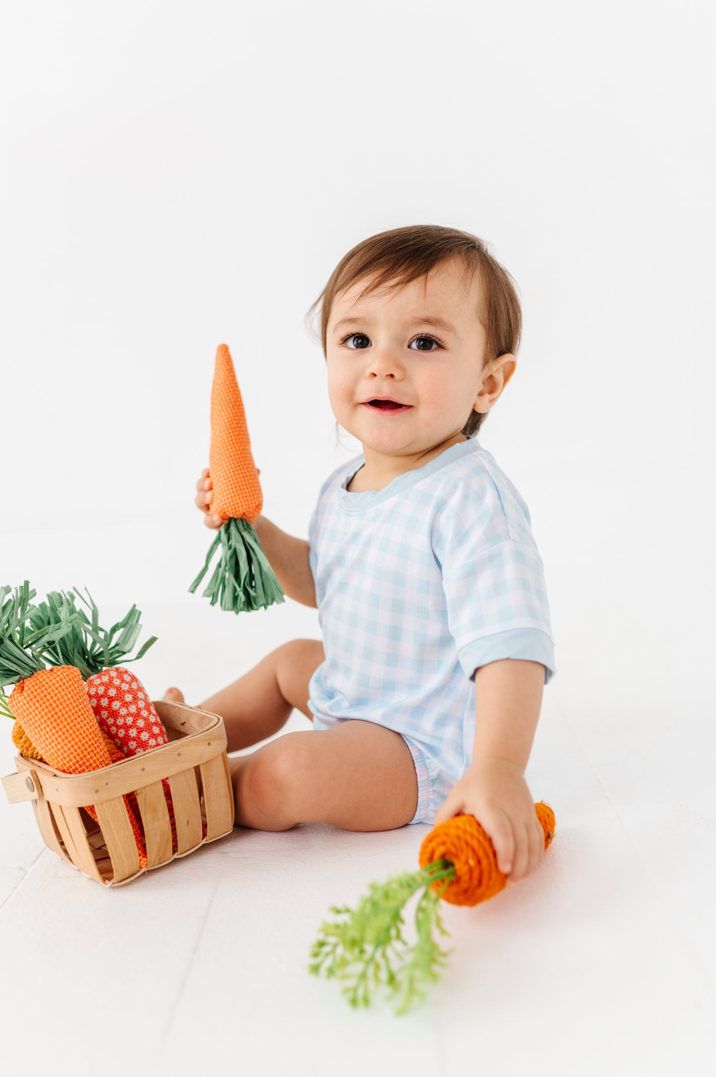 Sky Gingham Short Sleeve Bubble
