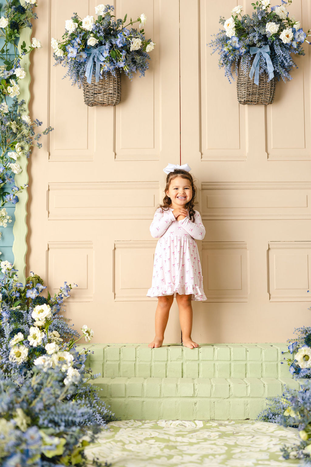Rosie Ribbons Long Sleeve Ruffle Dress