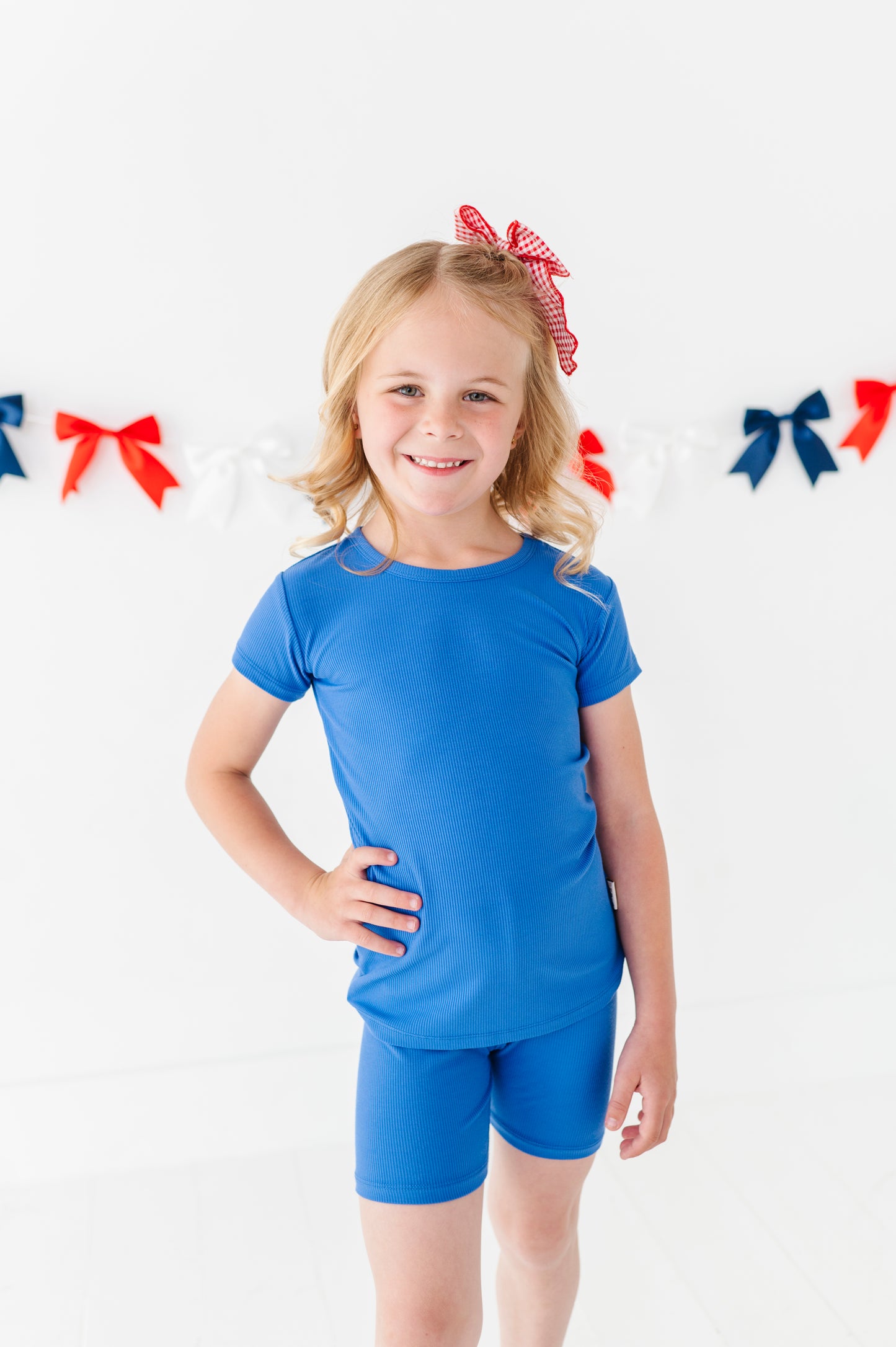 Liberty Blue Ribbed Short Set