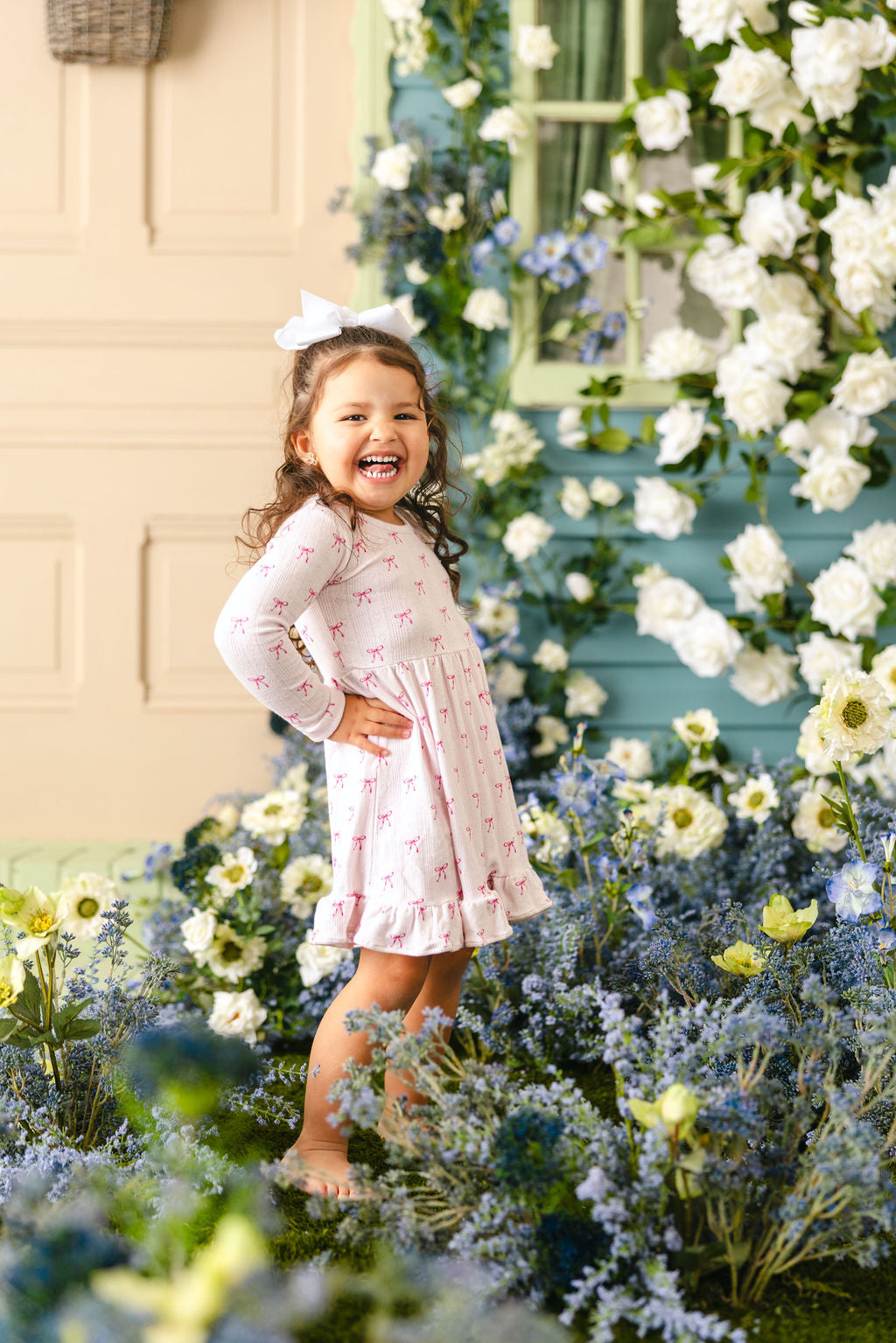Rosie Ribbons Long Sleeve Ruffle Dress