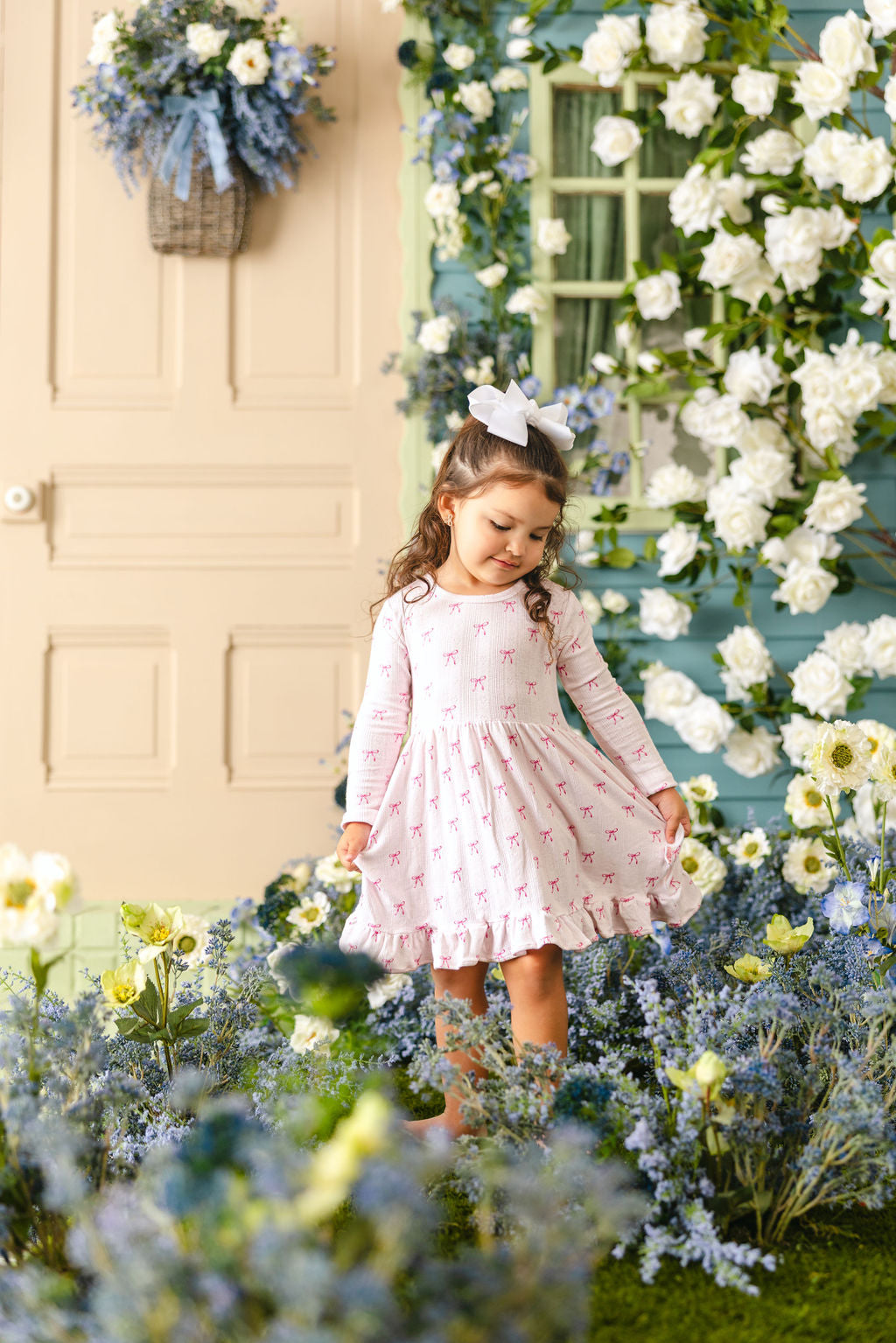 Rosie Ribbons Long Sleeve Ruffle Dress