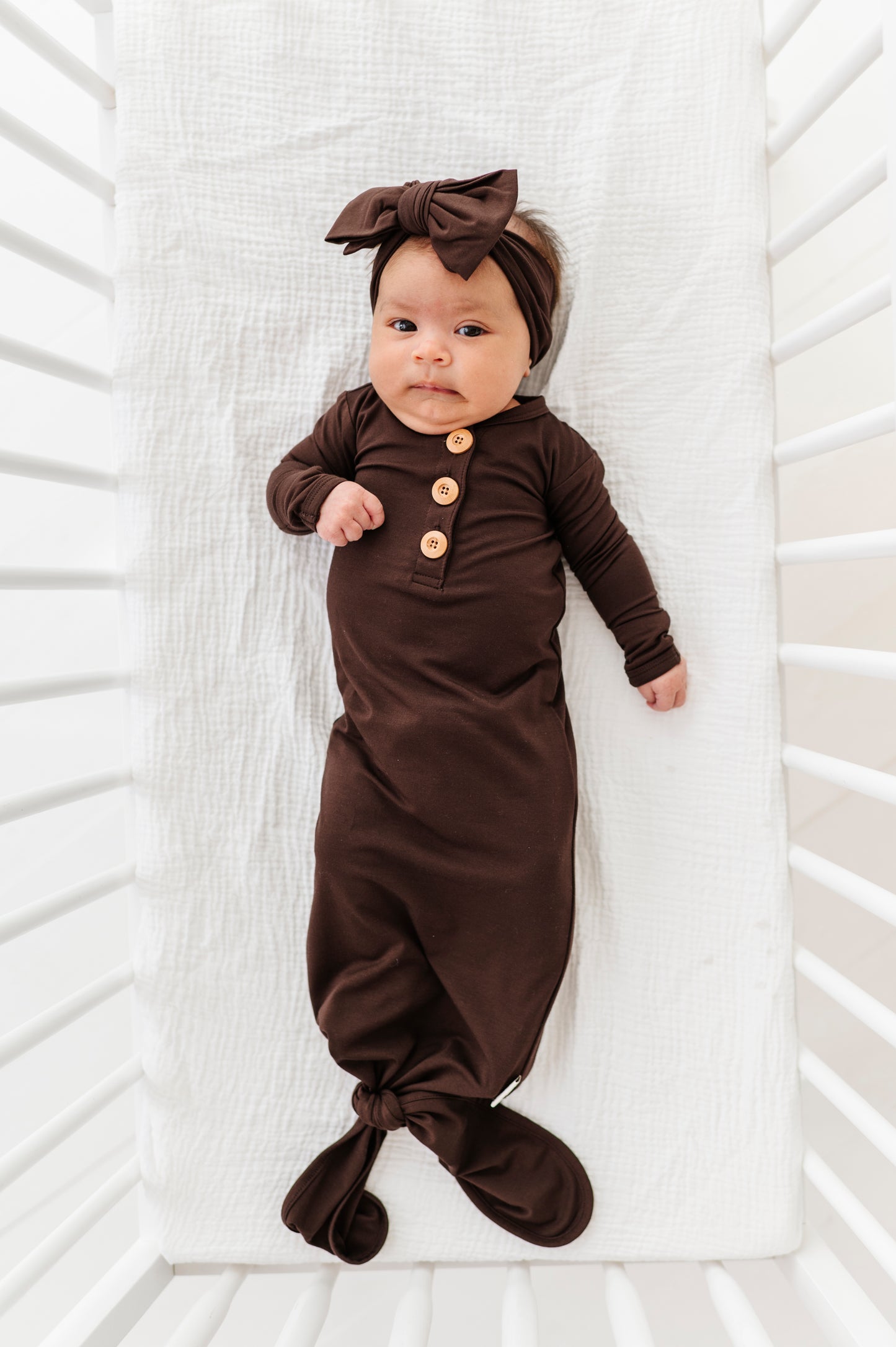 Espresso Newborn Knotted Gown