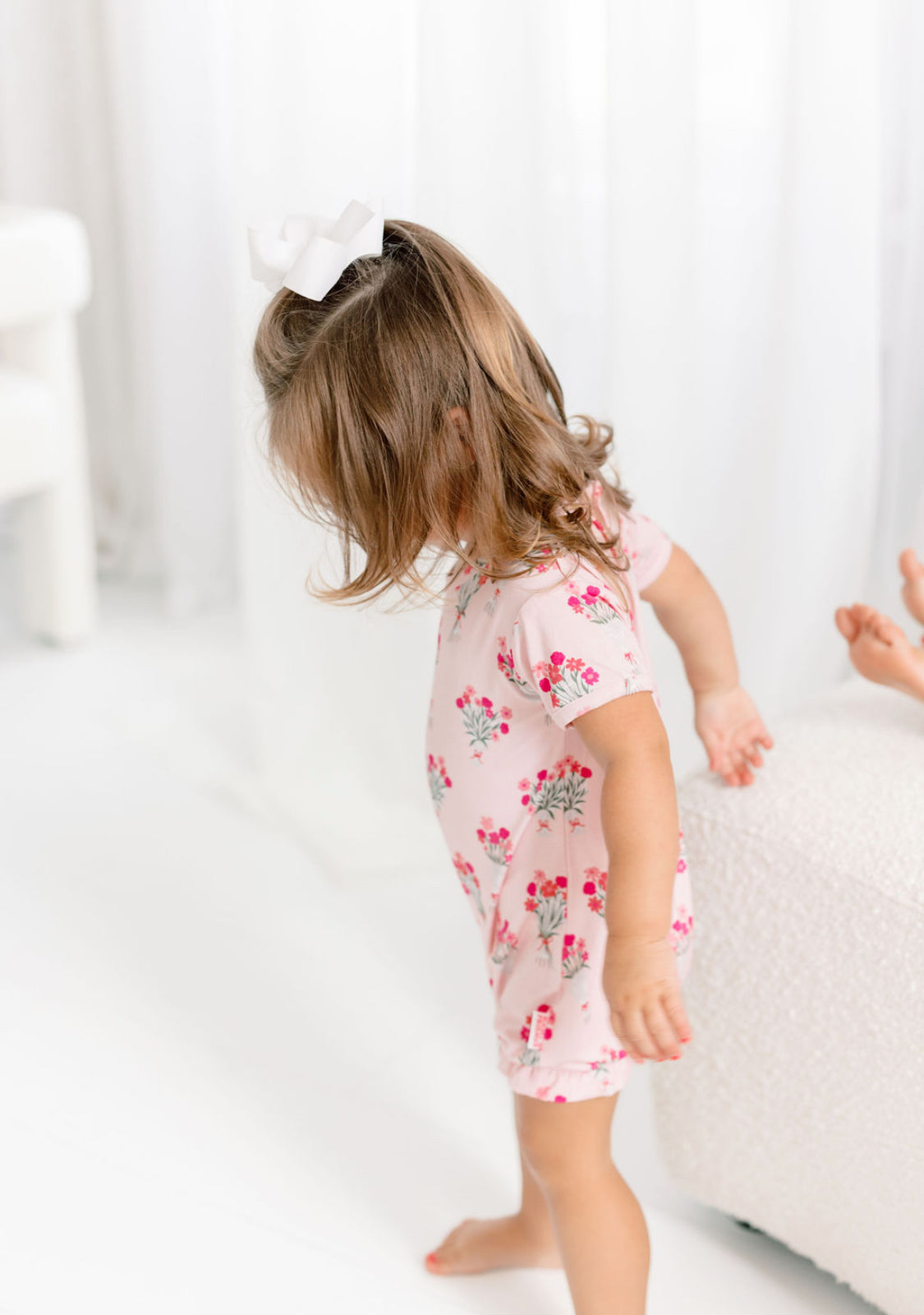Callie Newspaper Floral Ruffle Leg Bubble