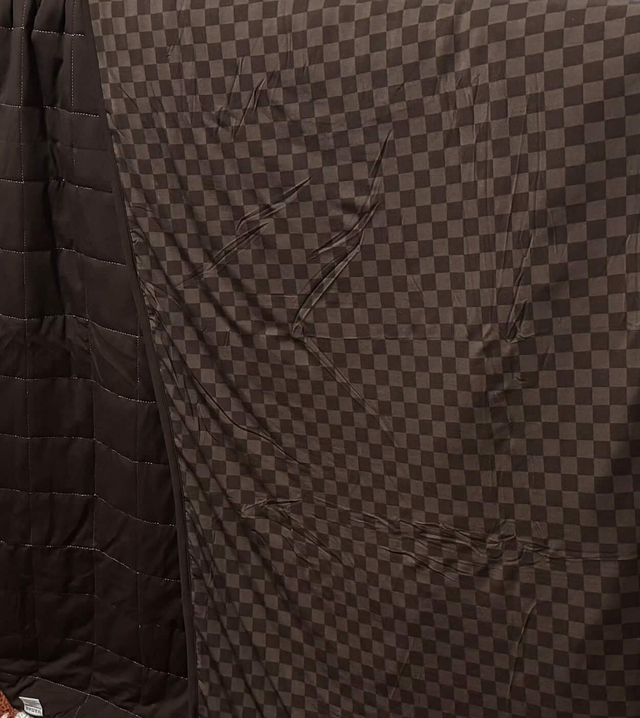 Dark Roast Check Quilted Blanket