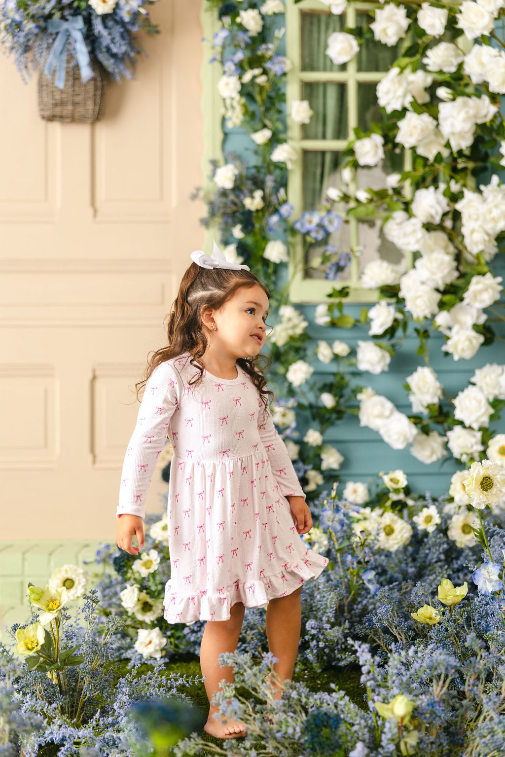 Rosie Ribbons Long Sleeve Ruffle Dress
