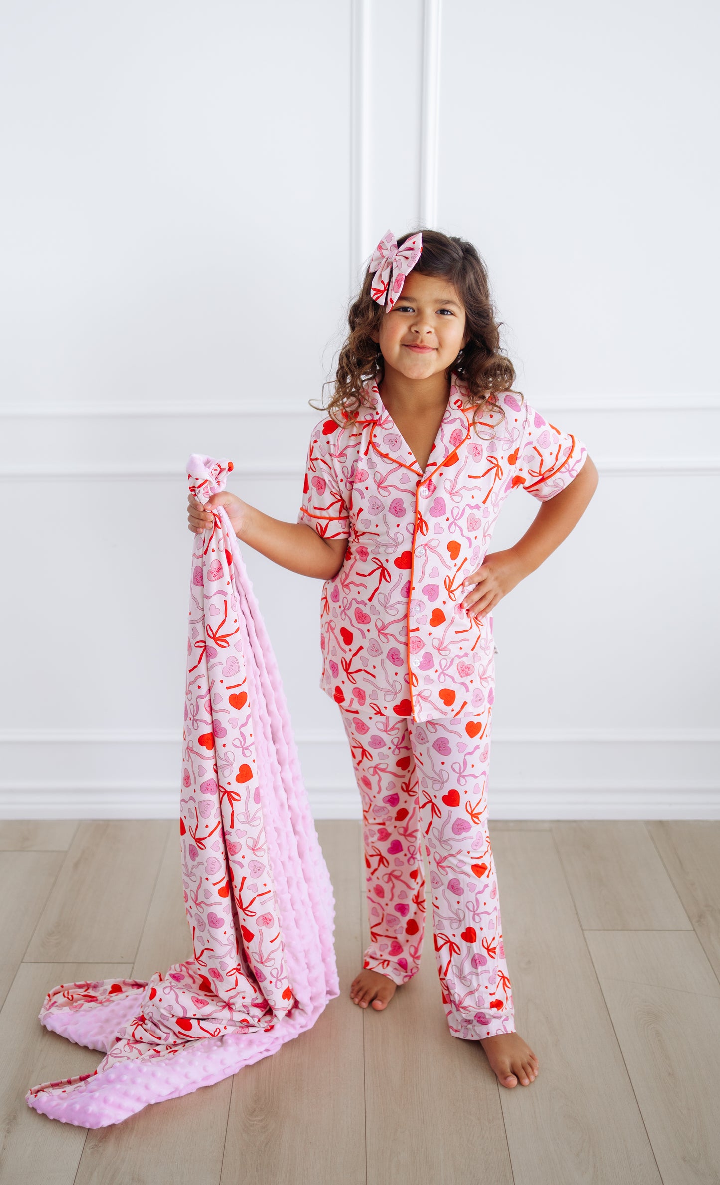 Sweetheart Ribbons Short Sleeve Flare Button Up Set