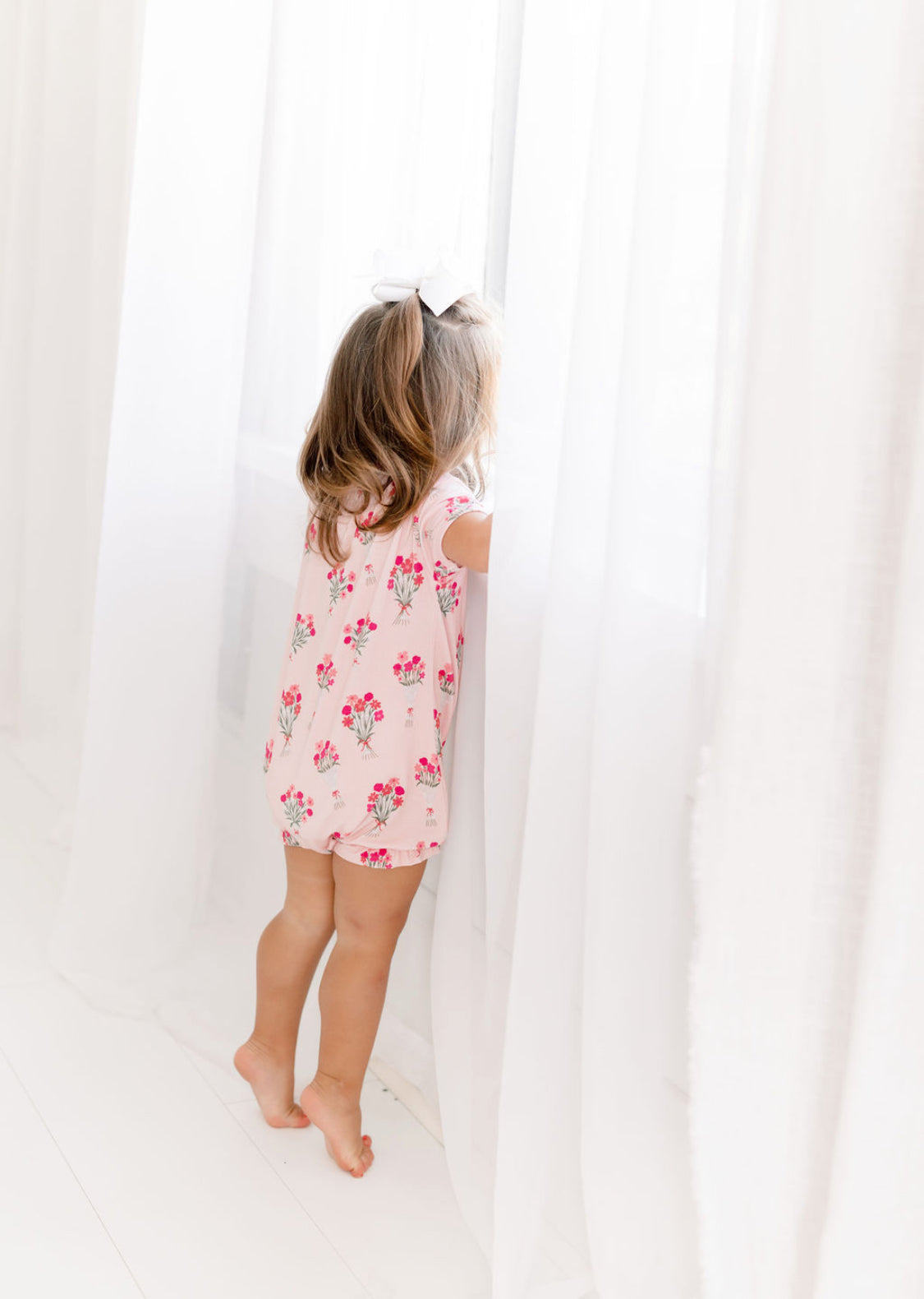 Callie Newspaper Floral Ruffle Leg Bubble