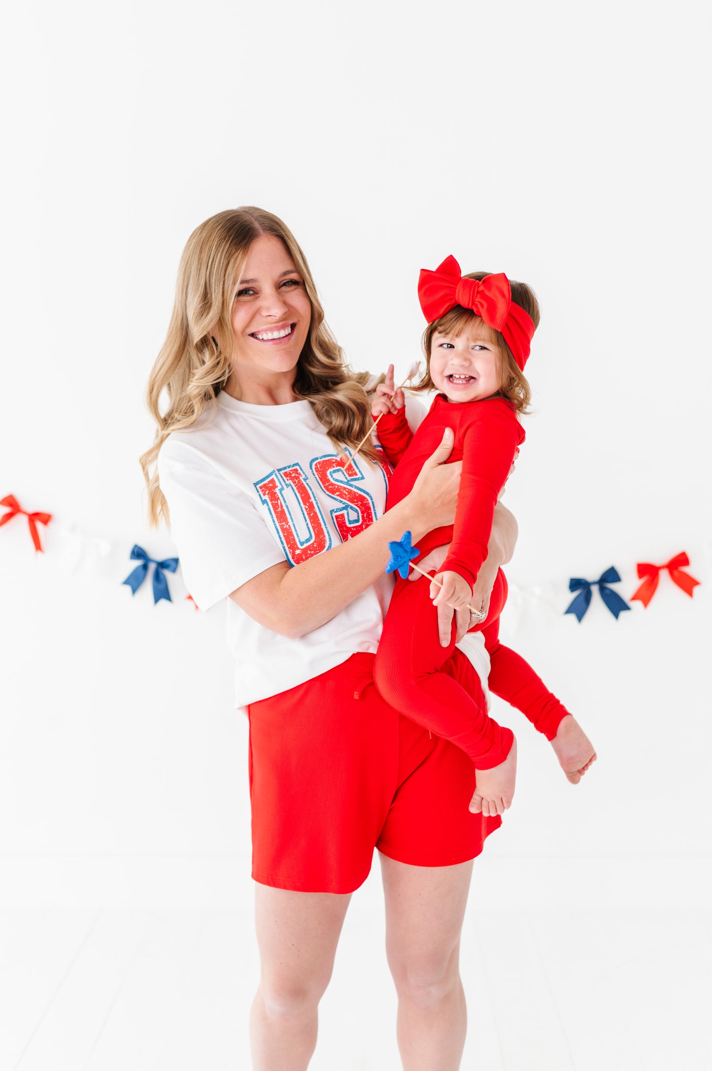 Firecracker Red Ribbed Top Knot Bow