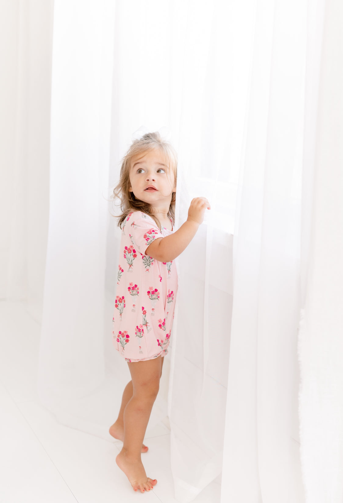Callie Newspaper Floral Ruffle Leg Bubble