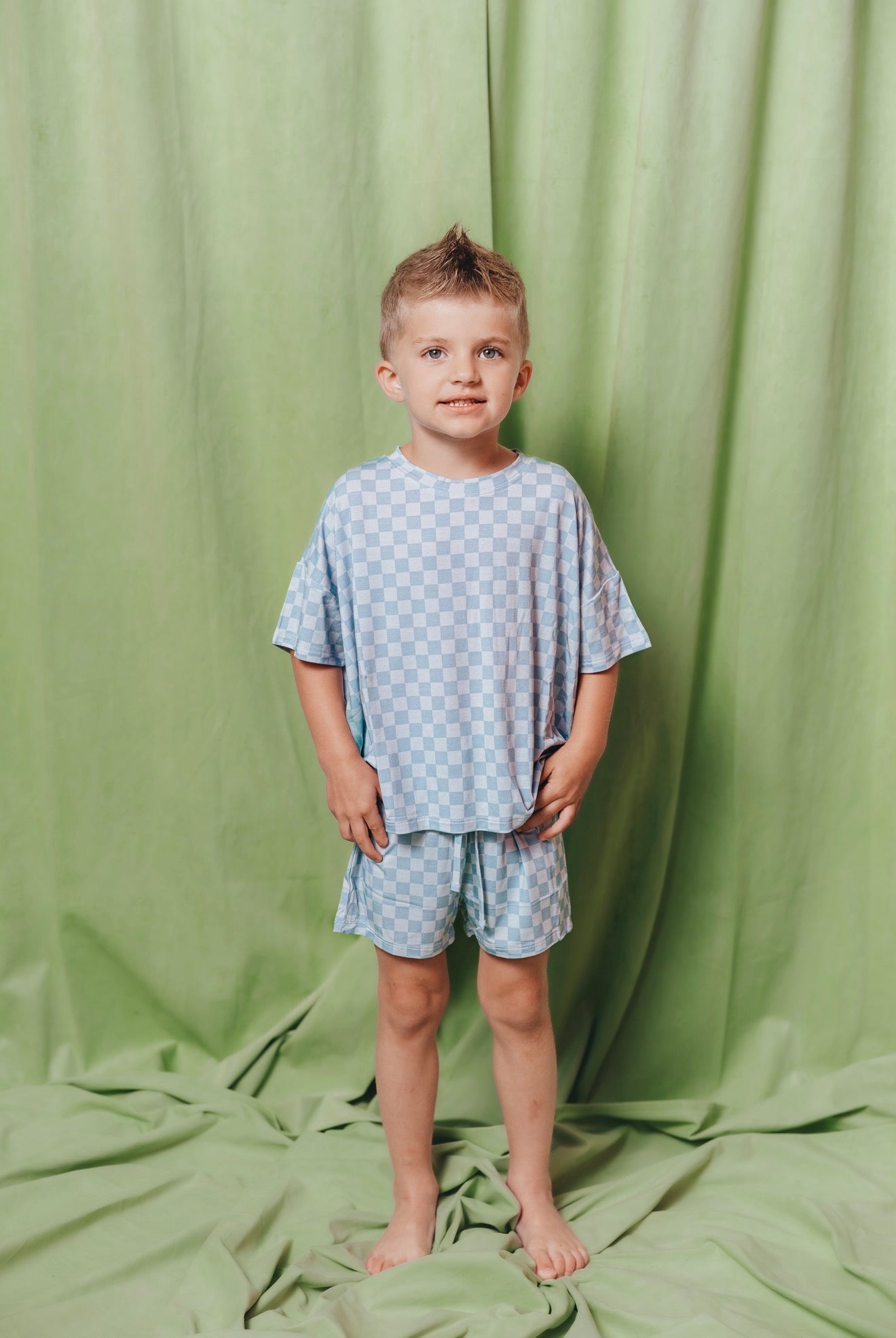 Trackside Check Drawstring Short Set