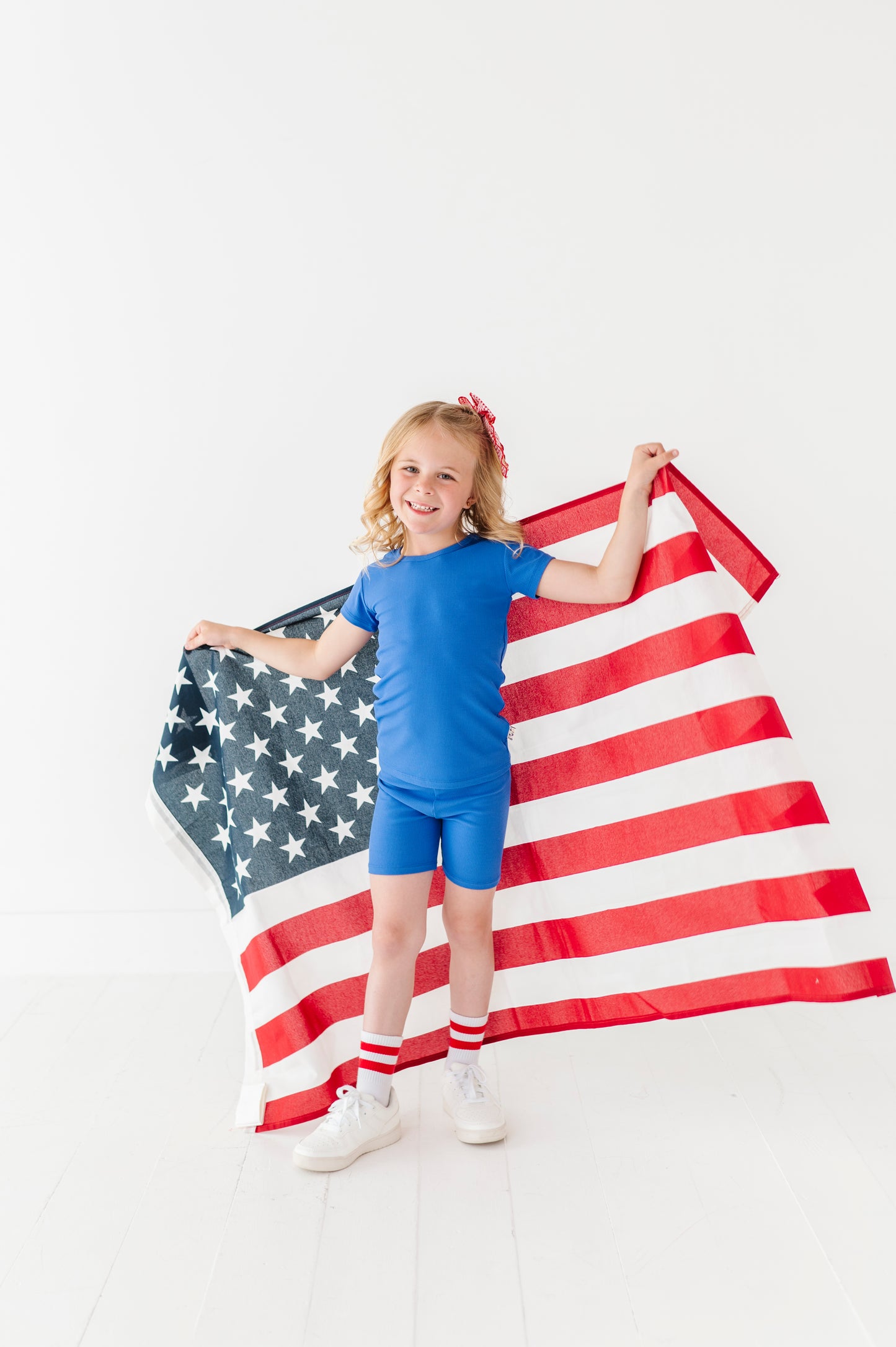 Liberty Blue Ribbed Short Set