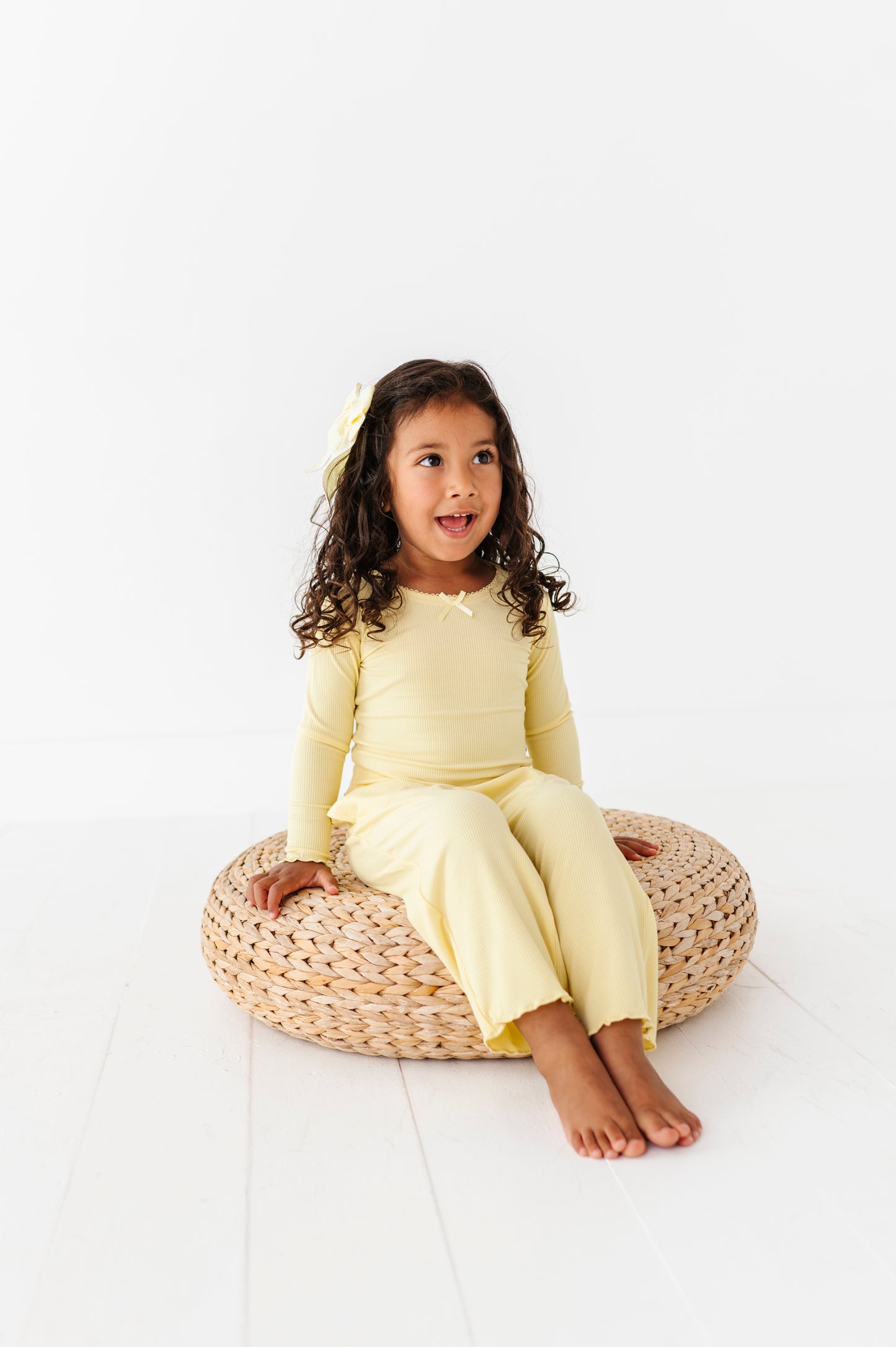 Lemon Drop Ribbed Girls Set