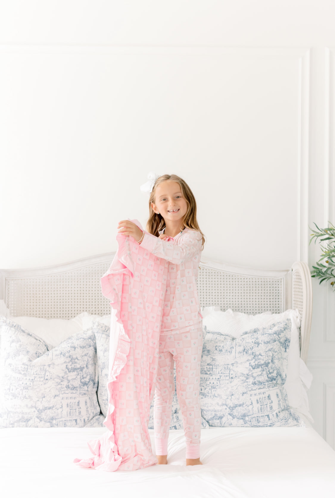 Georgia Checkerboard Ruffle Bamboo Blanket