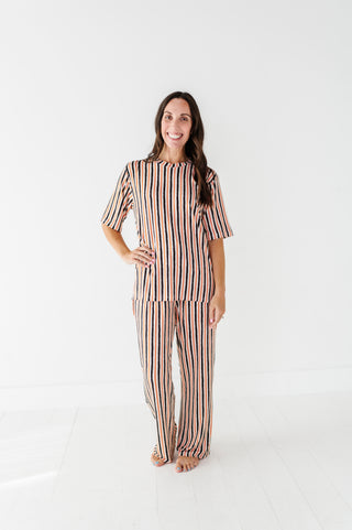 Waverly Stripe  Adult Drawstring Pant Set (EST SHIP TIME 1-2 WEEKS)