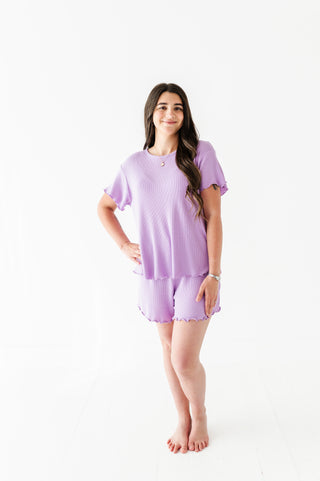 Lilac Adult Ruffle Waffle Knit Set