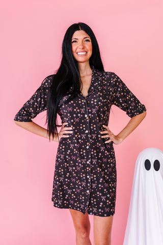Moonlight Meadows Ribbed Adult Button Up Gown (EST SHIP TIME 1-2 WEEKS)