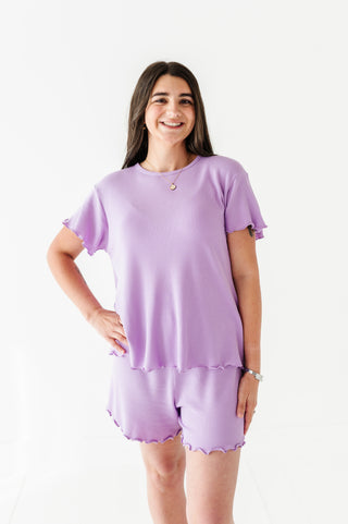 Lilac Adult Ruffle Waffle Knit Set