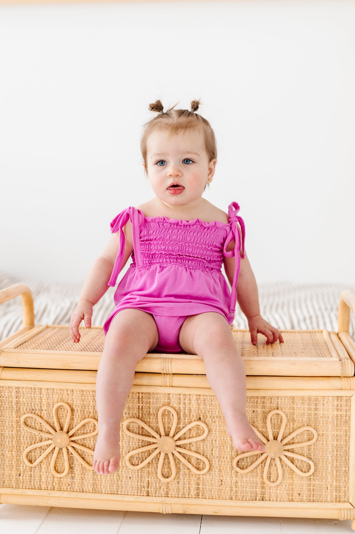 Tickled Pink Smocked Bubble Dress