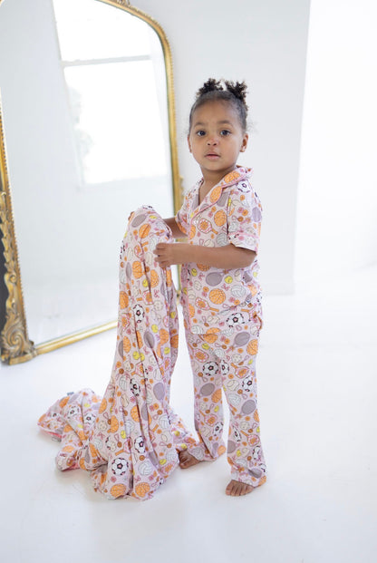 Game Winning Dreams Short Sleeve Flare Button Up Set