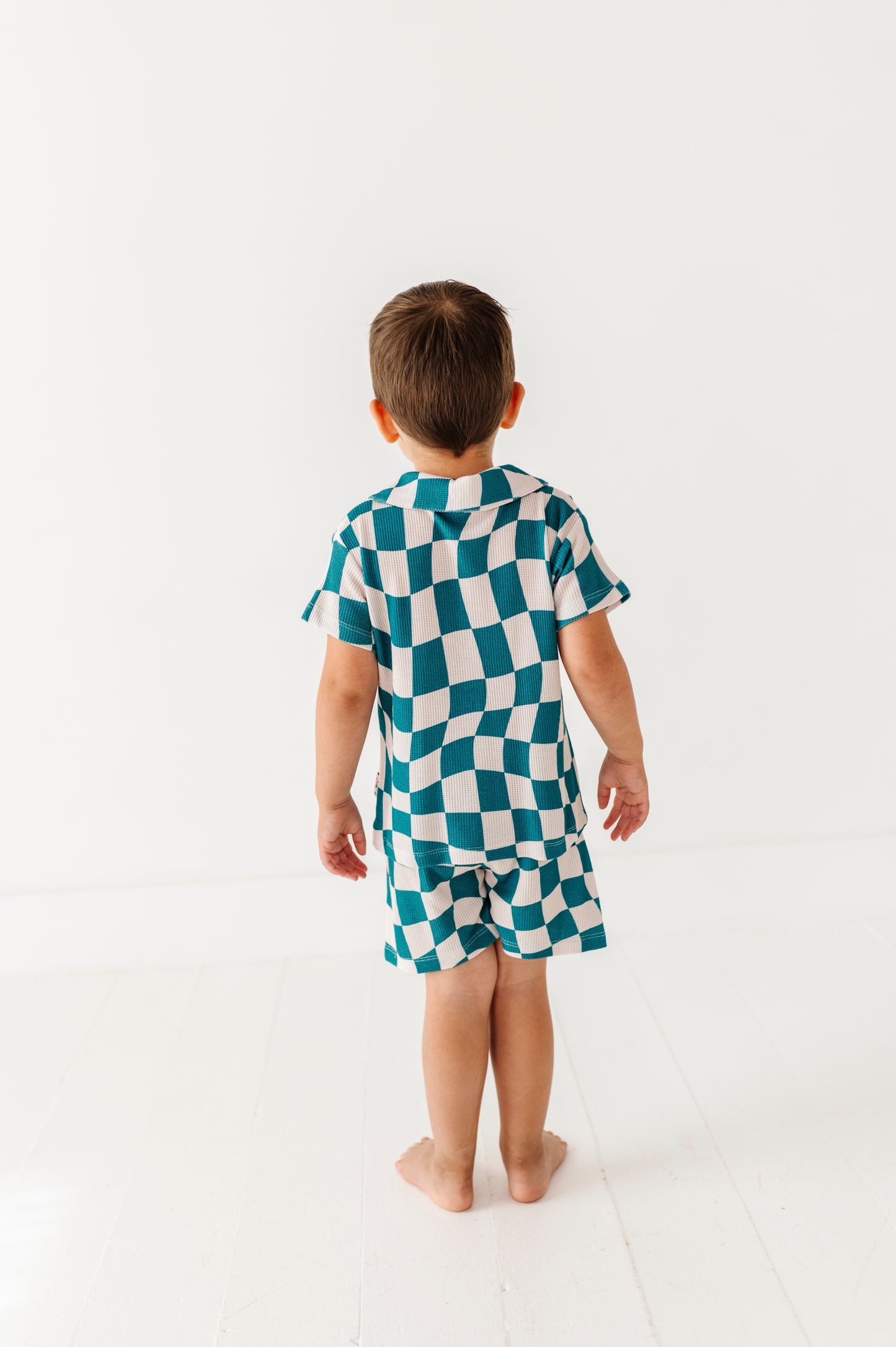 Wavy Check Waffle Knit Set