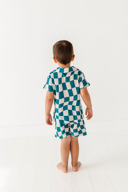 Wavy Check Waffle Knit Set