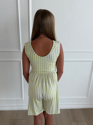 Green Stripe Tank Shorty Romper