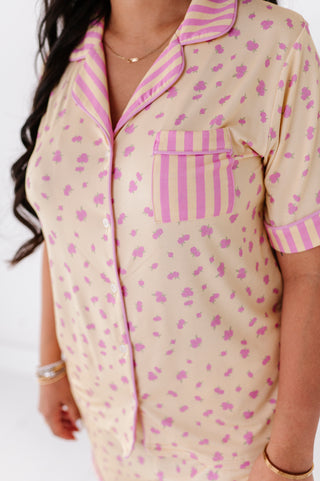 Buttercream Blossoms Adult Button Up Short Set