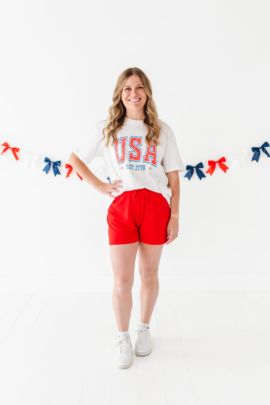 Cherry Bomb Ribbed Adult Drawstring Short