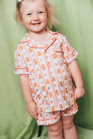 Teddy Tulips Button Up Short Set