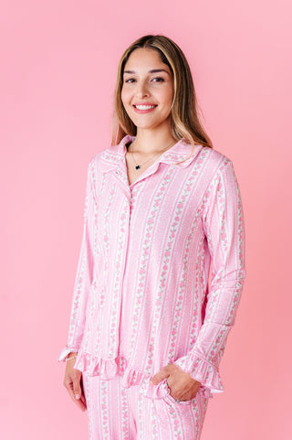 Blush Bouquet Ruffle Adult Button Up Set