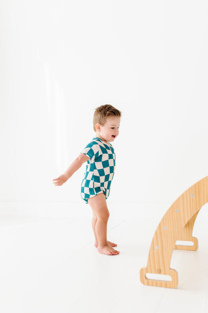 Wavy Check Waffle Knit Bubble