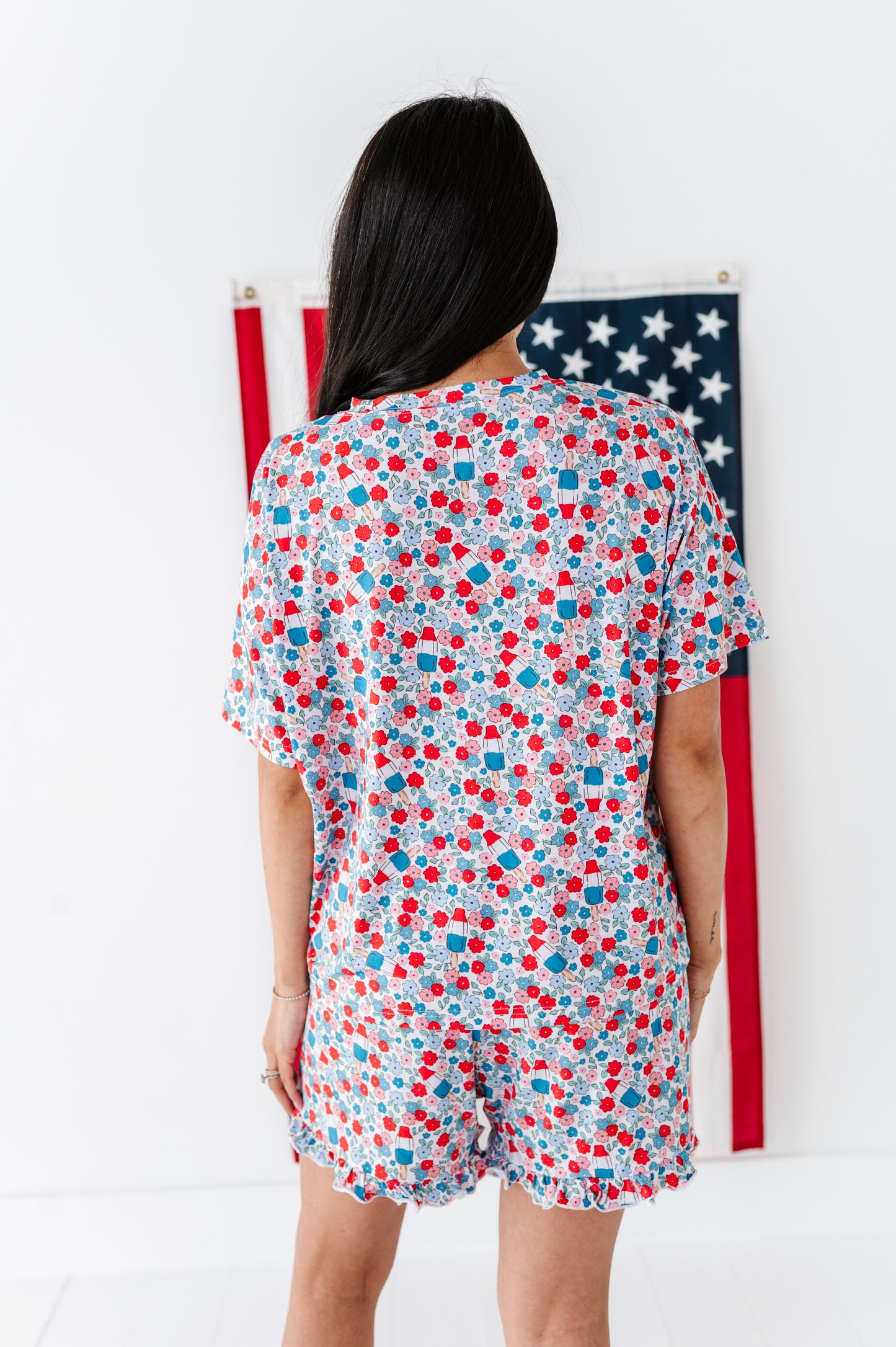 Bomb Pop Blooms Adult Ruffle Short Set