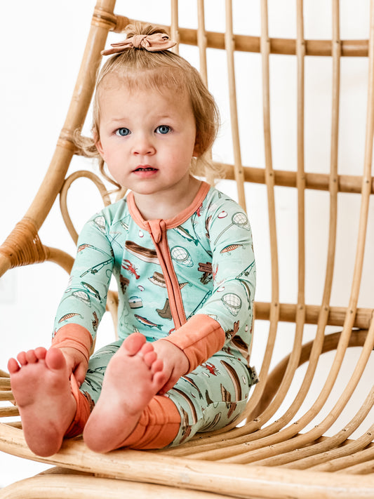 Gone Fishin’ Long Zippy Romper