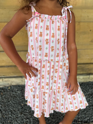 Teddy Tulips Tier Twirl Dress