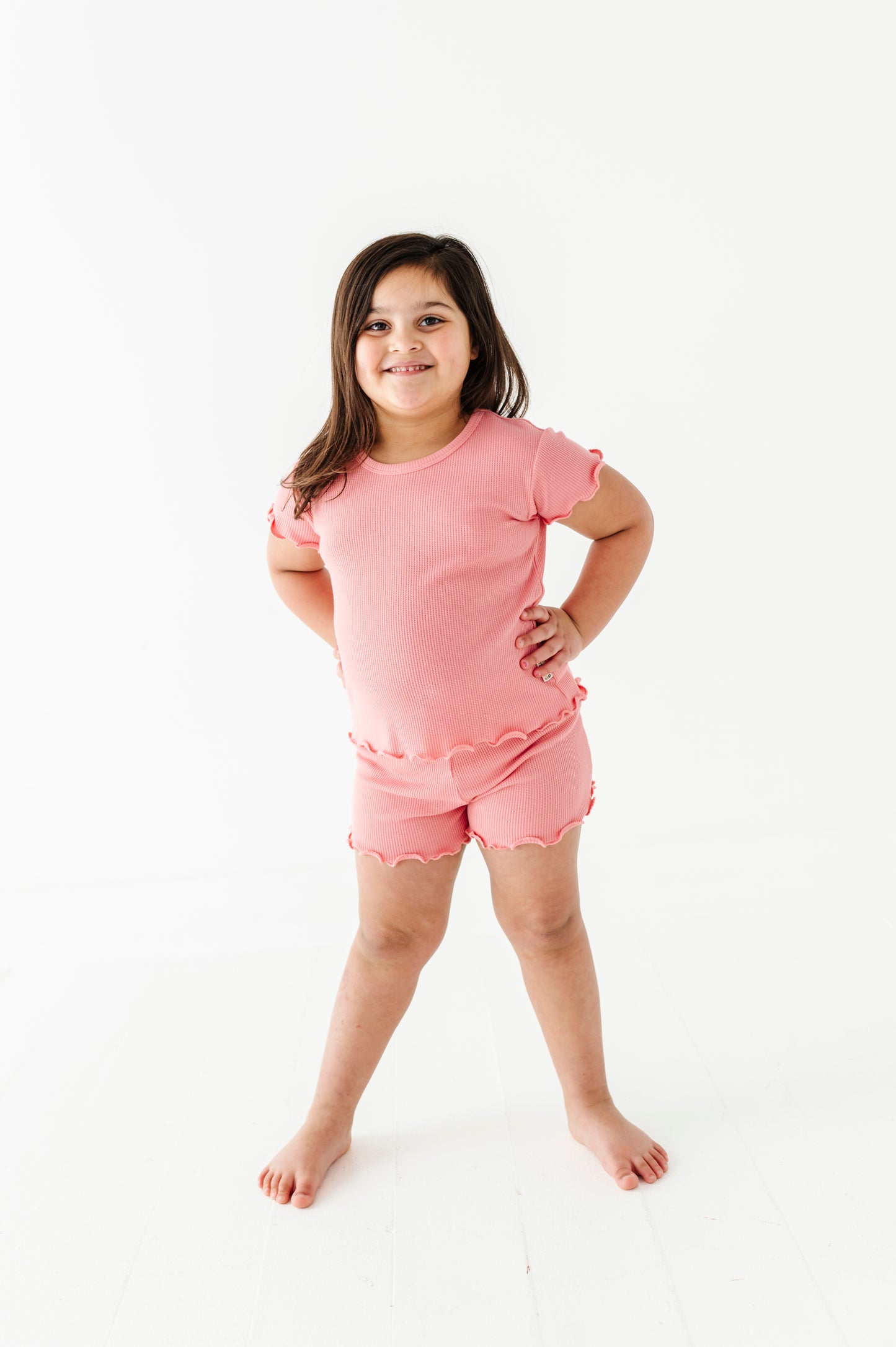 Rose Ruffle Waffle Knit Set