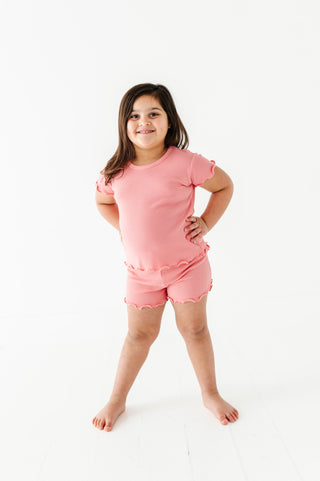 Rose Ruffle Waffle Knit Set