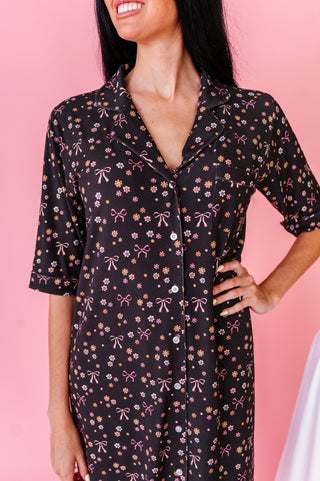 Moonlight Meadows Ribbed Adult Button Up Gown (EST SHIP TIME 1-2 WEEKS)