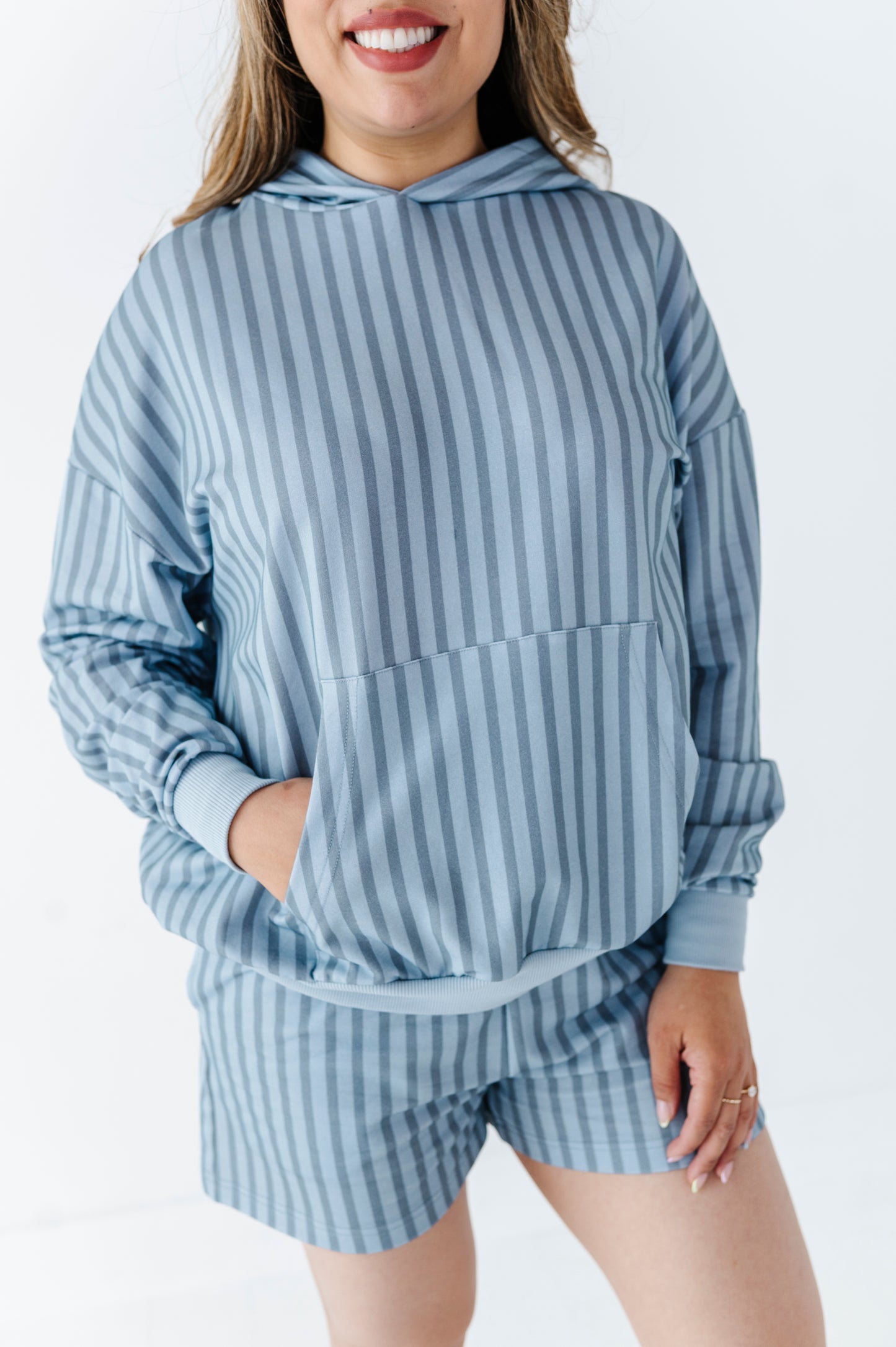 Harbor Stripe Adult Hooded Sweatshirt