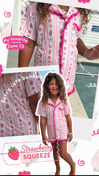 Strawberry Squeeze Ruffle Button Up Short Set