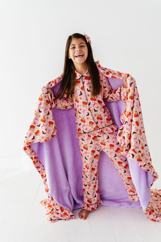 Cherry Pumpkins Minky Plush Ruffle Blanket (EST SHIP TIME 7-10 DAYS)