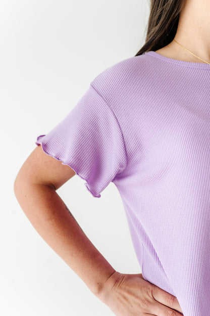 Lilac Adult Ruffle Waffle Knit Set