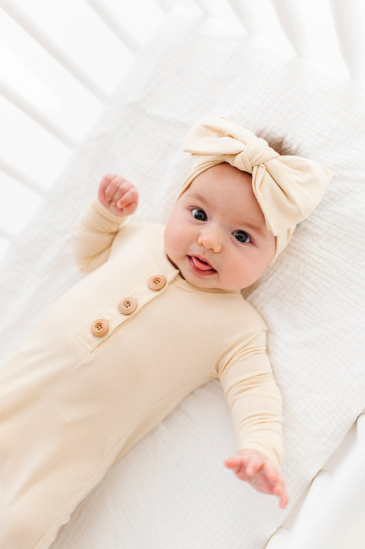Oat Neutrals Top Knot Bow