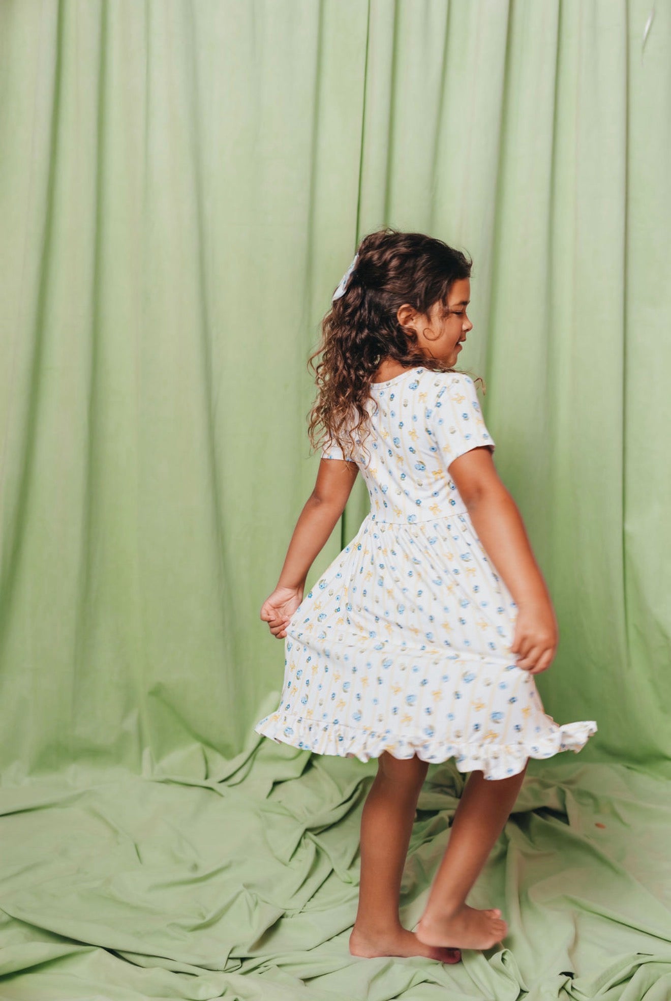 Blueberry Breeze Short Sleeve Ruffle Dress