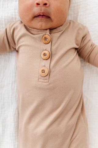 Sand Newborn Knotted Gown
