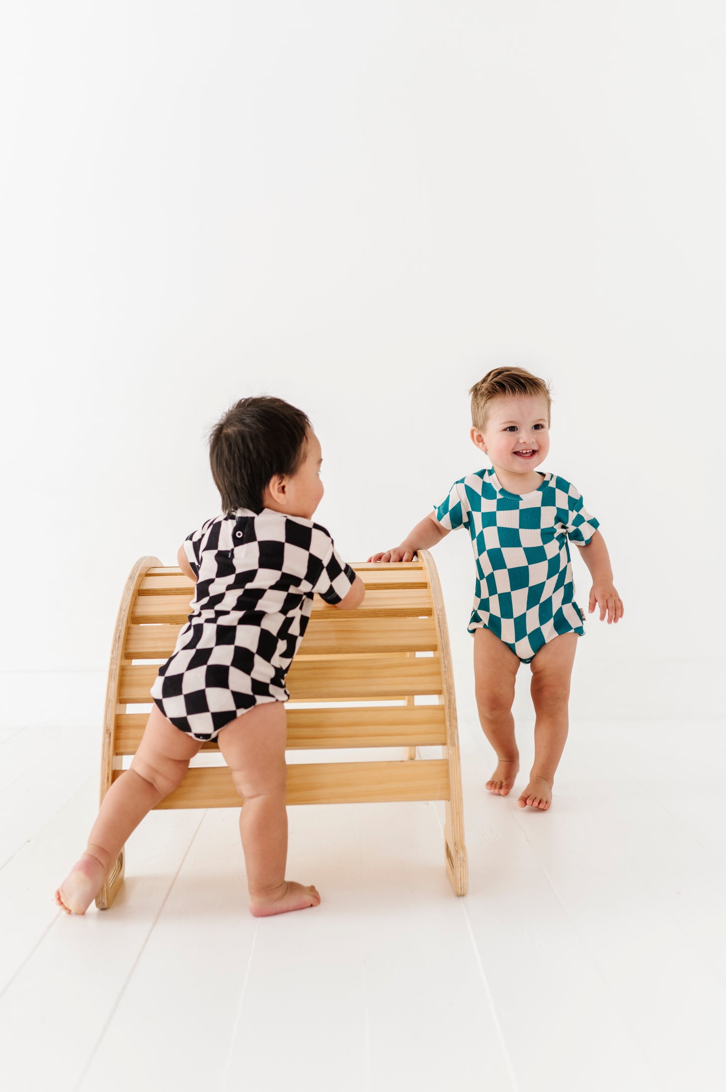 Wavy Check Waffle Knit Bubble