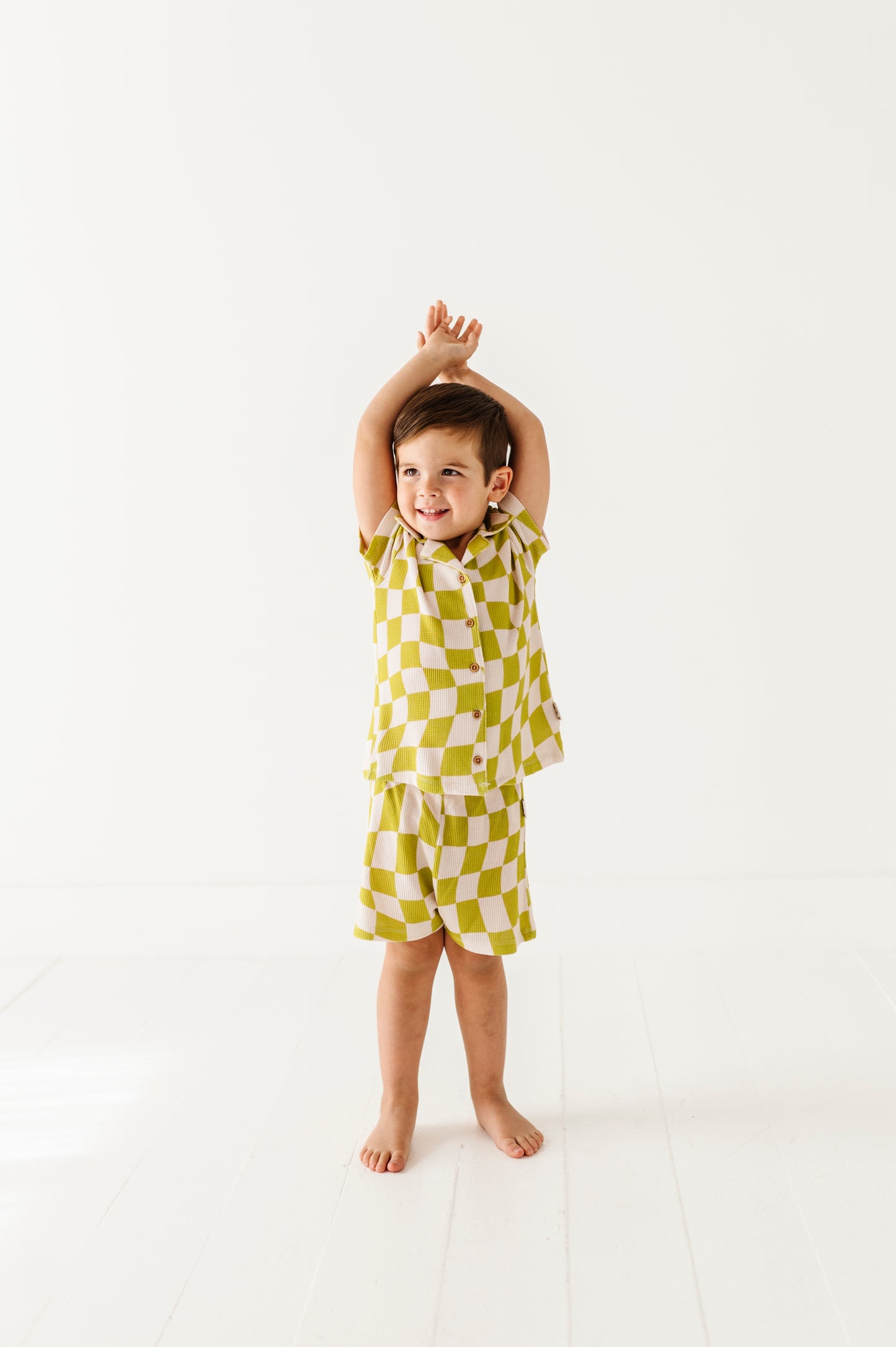 Wavy Check Waffle Knit Set